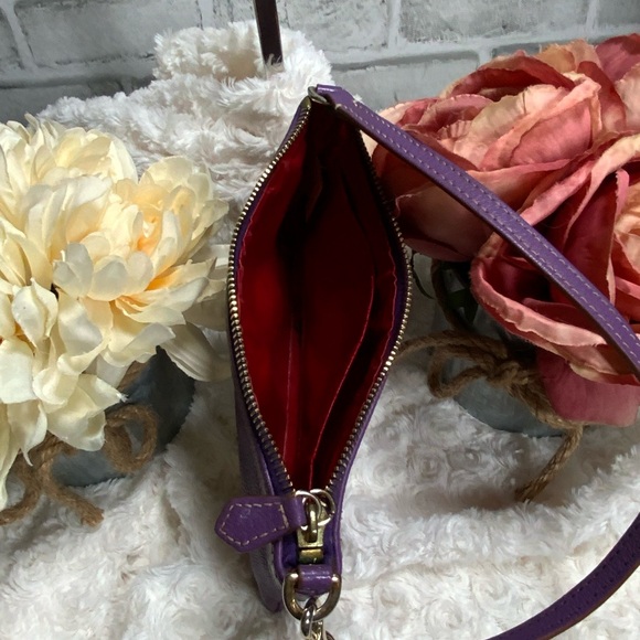 Dooney & Bourke Purple Wristlet with Red Interior - Picture 3 of 3